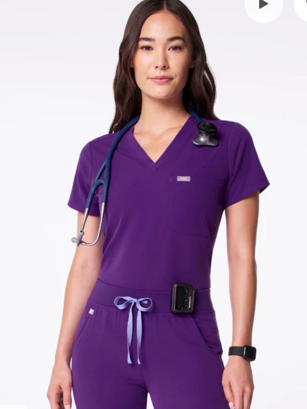 NWT FIGS S Catarina Scrub Top Purple Digital Grape Small
